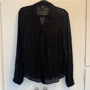 Black Velvet Striped Blouse